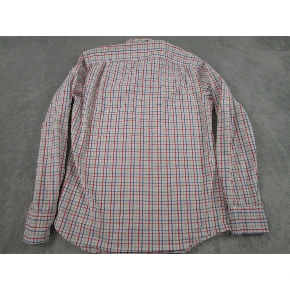 J Crew Shirt Mens Small White Plaid Slim‎ Fit Cotton Button Down Long Sleeve